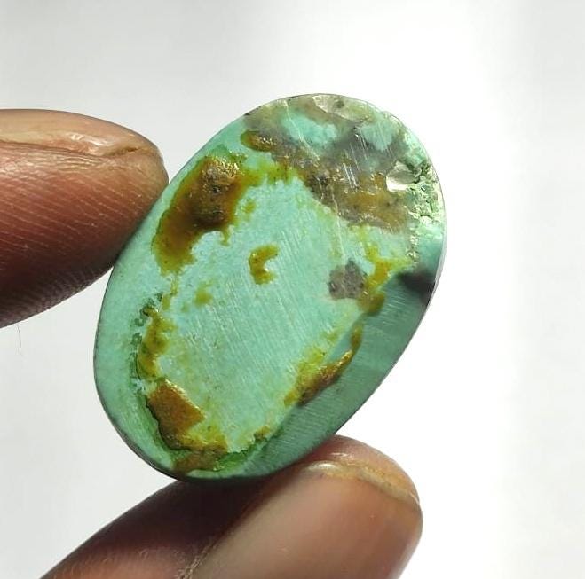 Turquoise, 100% Natural Arizona Turquoise, Oval Smoothies Cabochon Loose Gemstone, 27.25 Carat, Size-18.5x26x6.5mm, For Jewelry Making