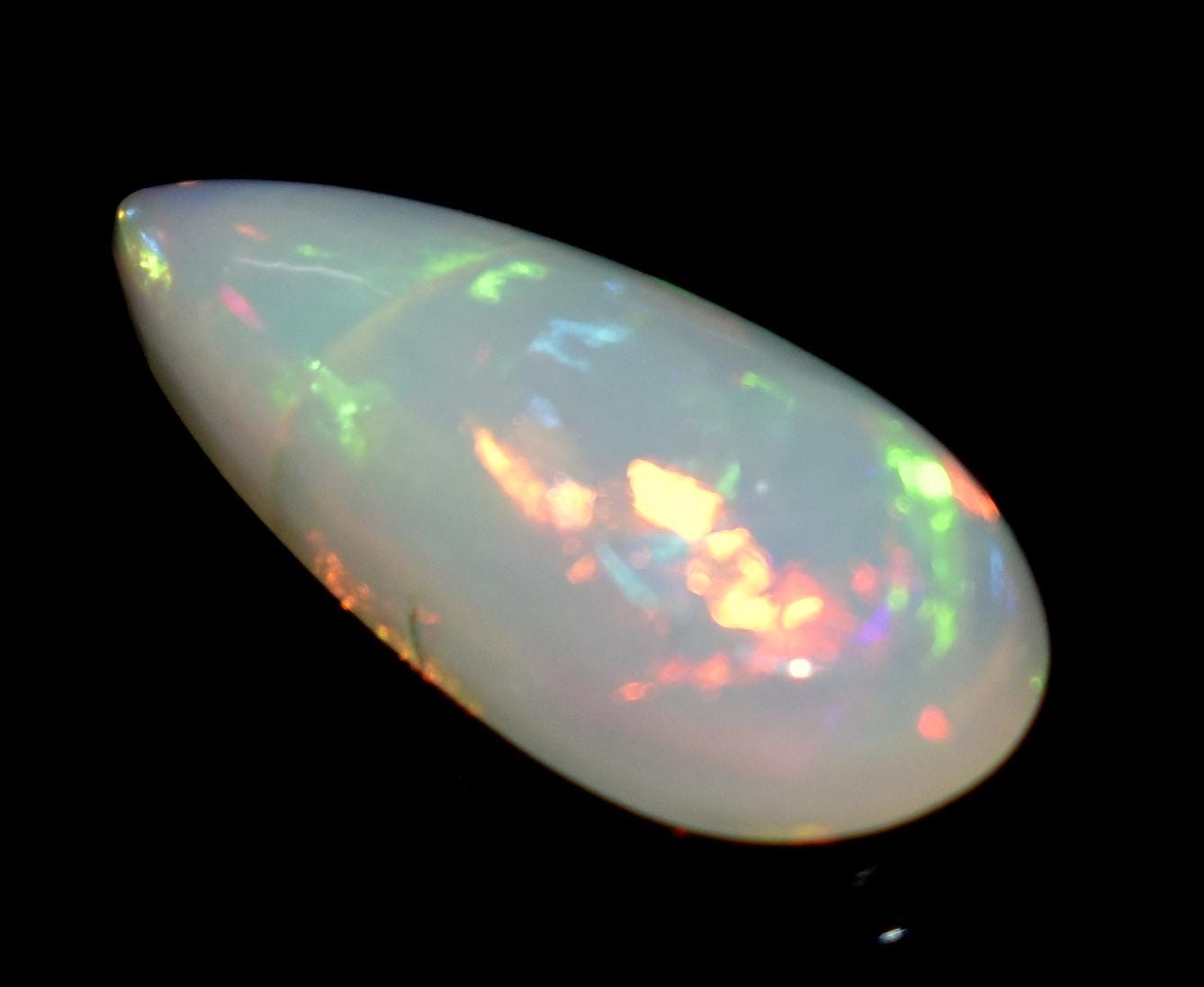 Opal, 100% Natural Ethiopian Opal, Pear Welo Fire Cabochon Loose Gemstone, 3.10 Carat, Size-18x8x5mm, For Jewelry Making,