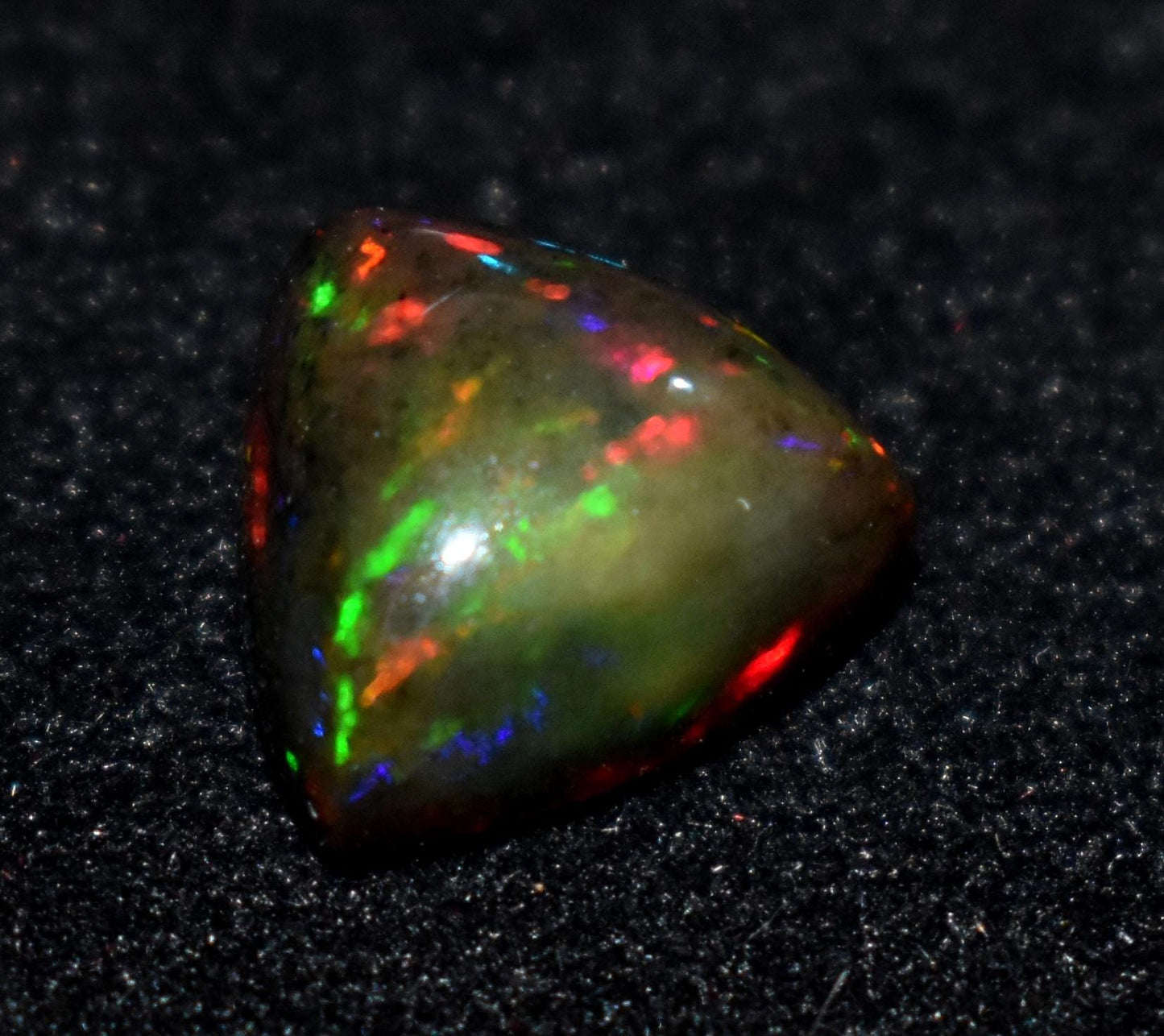 AAA++ Natural Black Opal, Ethiopian Welo Black Opal, Trillion Cabochon Loose Gemstone, 5.50 Carat, Size-12.5x12.5x7.5mm, For Jewelry Making