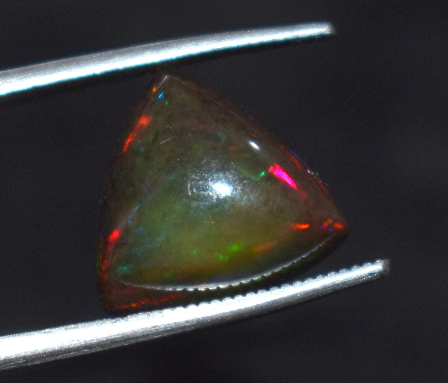 AAA++ Natural Black Opal, Ethiopian Welo Black Opal, Trillion Cabochon Loose Gemstone, 5.50 Carat, Size-12.5x12.5x7.5mm, For Jewelry Making