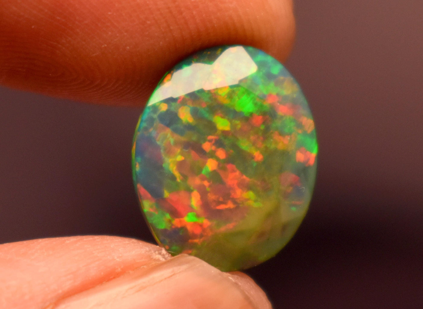 Opal, 100% Natural Black Ethiopian Opal, Oval Faceted Loose Gemstone, 5.20 Carat, Size-14.5x12x6.5mm, For Jewelry Making, Gift For Her,