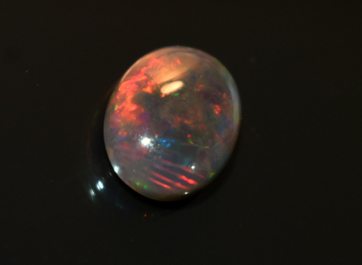 Natural Black Ethiopian Opal, Welo Fire Oval Smooth Cabochon Loose Gemstone, 5.10 Crt, Size-11.5x15x5.5mm, For Jewelry Making, Gift For Her