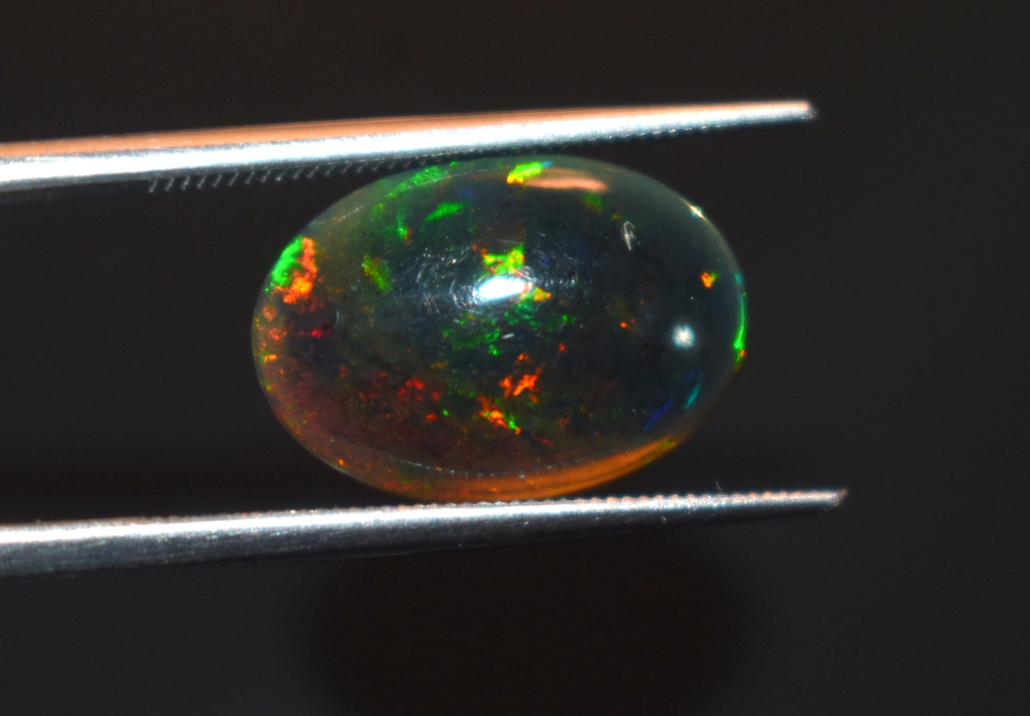 Opal, Natural Black Ethiopian Opal, Welo Fire Oval Smooth Cabochon Loose Gemstone, 2.05 Ct, Size-10x14x3mm, For Jewelry Making,