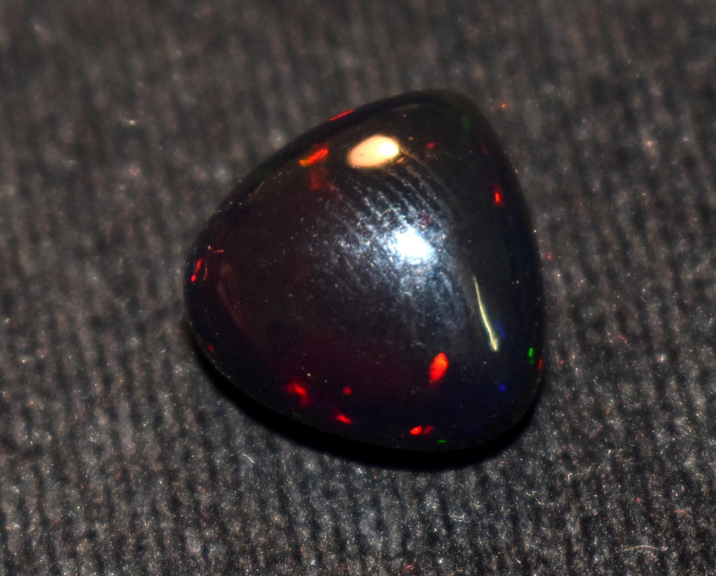 Opal, Natural Black Ethiopian Opal, Welo Fire Heart Shape Smooth Cabochon Loose Gemstone, 5.55 Ct, Size-13.5x13.5x7.5mm, For Jewelry Making,