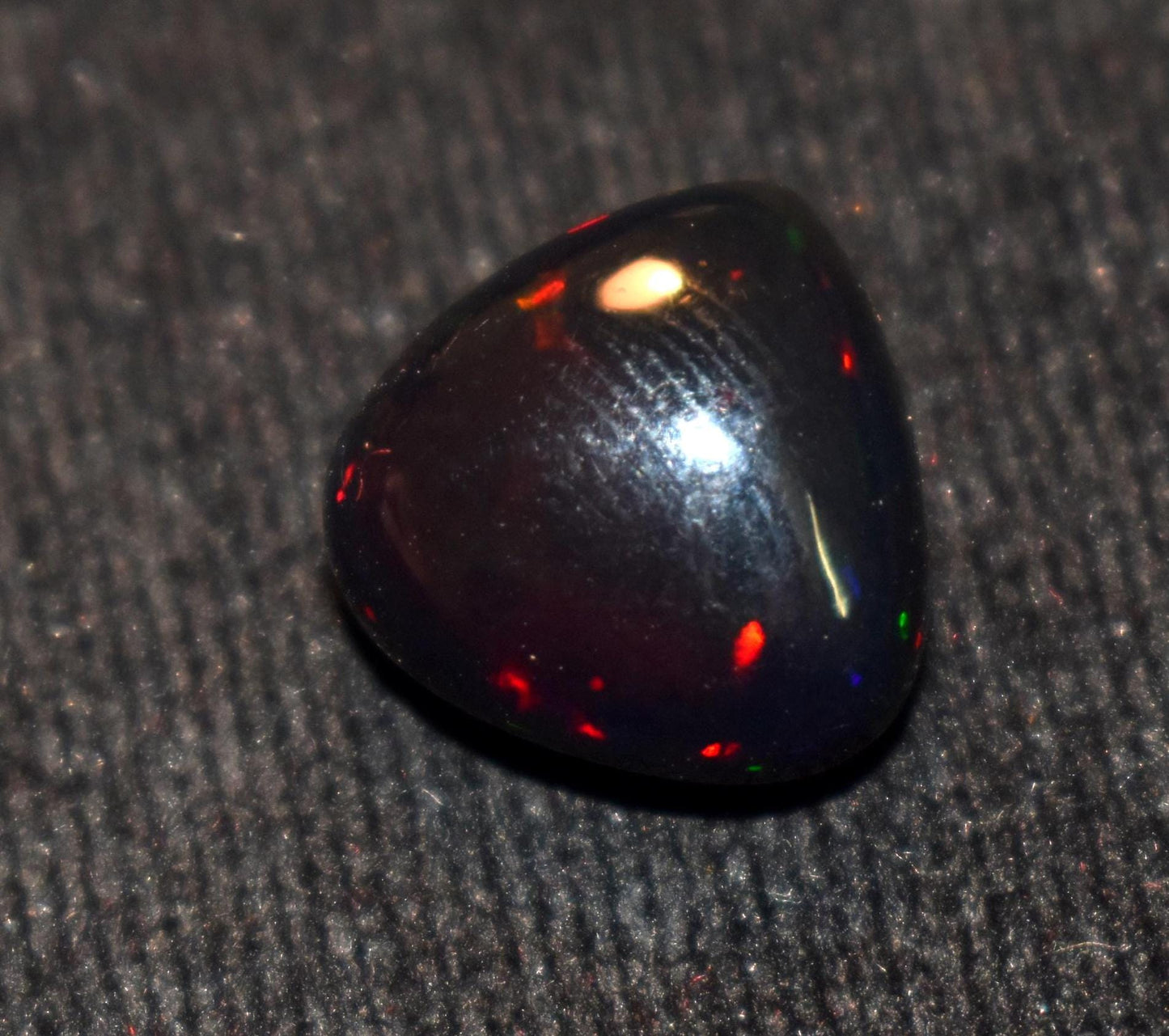 Opal, Natural Black Ethiopian Opal, Welo Fire Heart Shape Smooth Cabochon Loose Gemstone, 5.55 Ct, Size-13.5x13.5x7.5mm, For Jewelry Making,