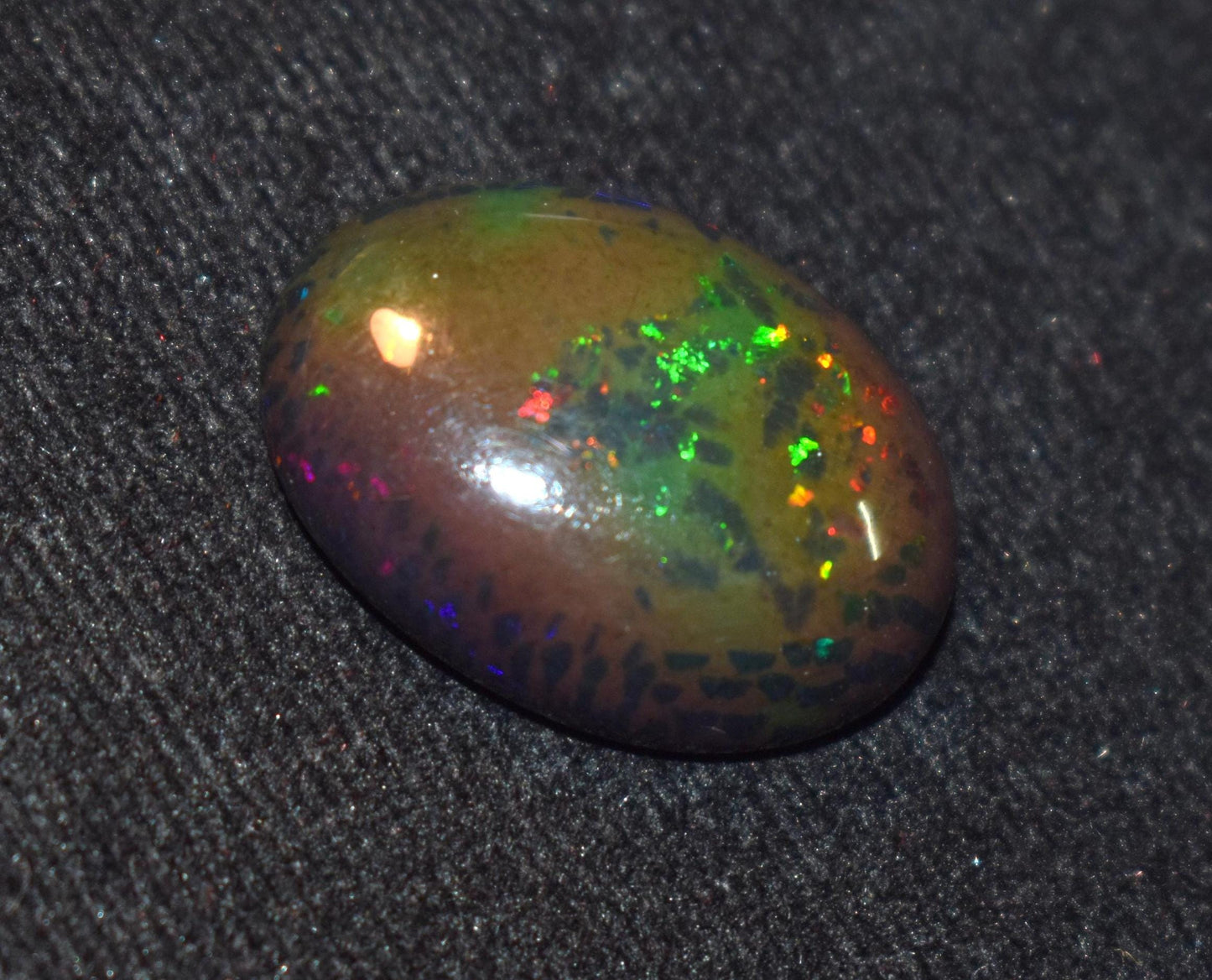 Black Ethiopian Opal, Oval Welo Fire Cabochon Loose Gemstone, 15.20 Carat, Size-18x25x7.5mm, For Jewelry Making,