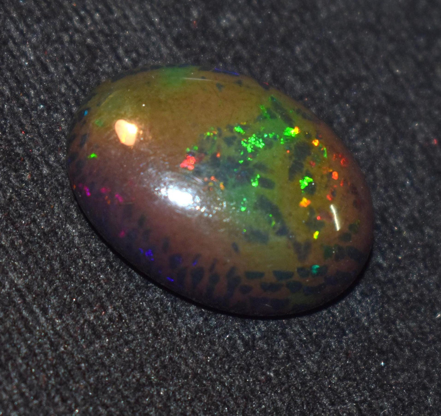 Black Ethiopian Opal, Oval Welo Fire Cabochon Loose Gemstone, 15.20 Carat, Size-18x25x7.5mm, For Jewelry Making,