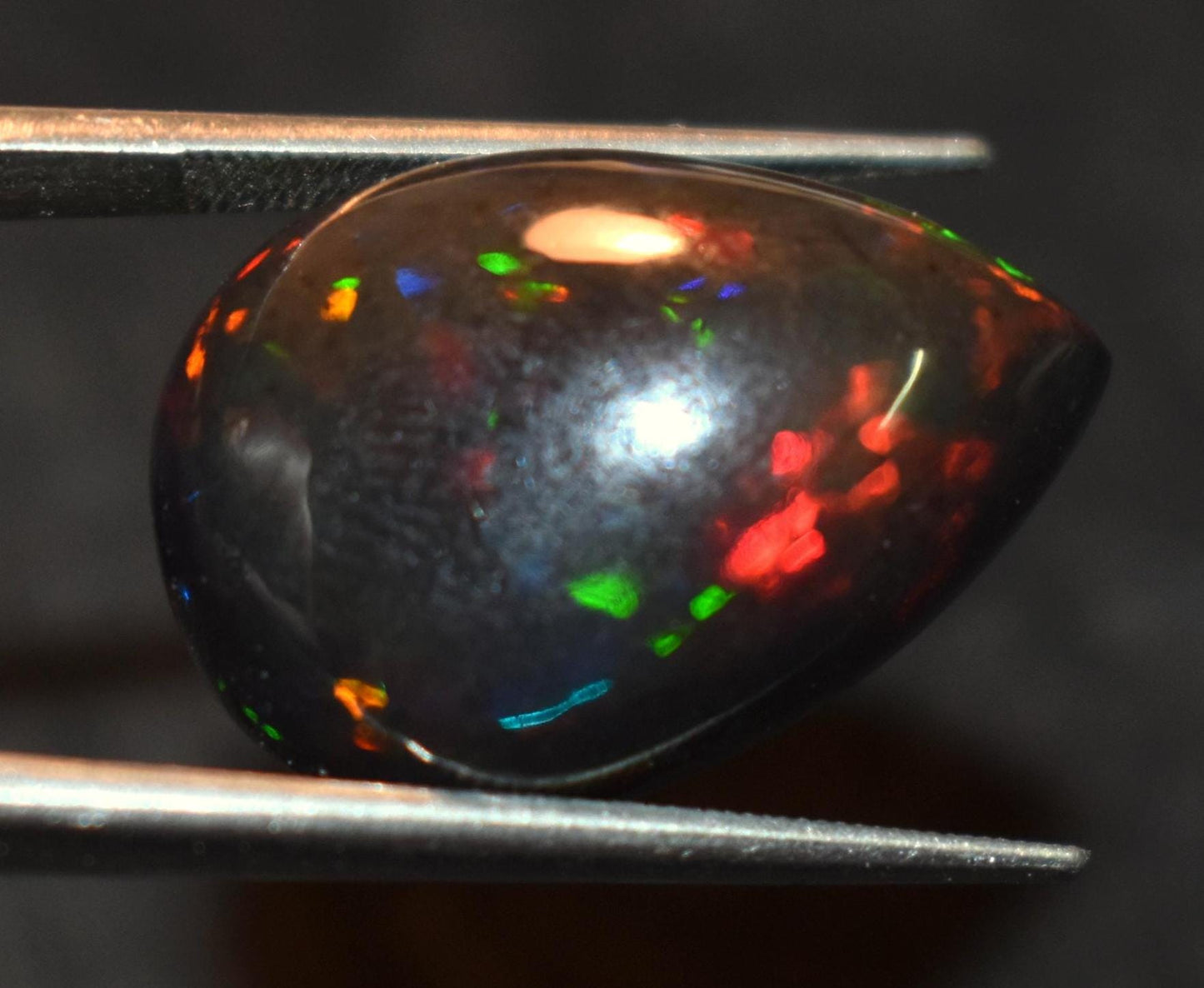 Opal, Natural Black Ethiopian Opal, Pear Welo Fire Cabochon Loose Gemstone, 15.90 Carat, Size-16x22.5x10mm, For Jewelry Making,