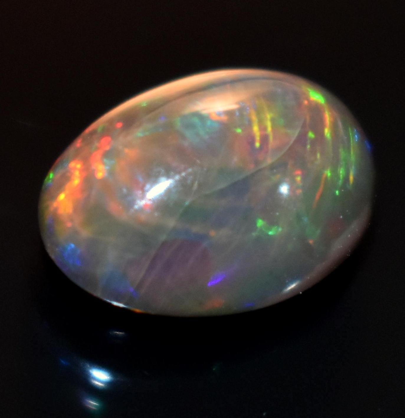 Opal, Natural Black Ethiopian Opal, Oval Welo Fire Cabochon Loose Gemstone, 2.90 Carat, Size-9.5x12.5x6mm, For Jewelry Making,