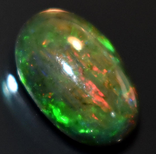 Opal, Natural Black Ethiopian Opal, Oval Welo Fire Cabochon Loose Gemstone, 2.20 Carat, Size-8x12x4.5mm, For Jewelry Making,