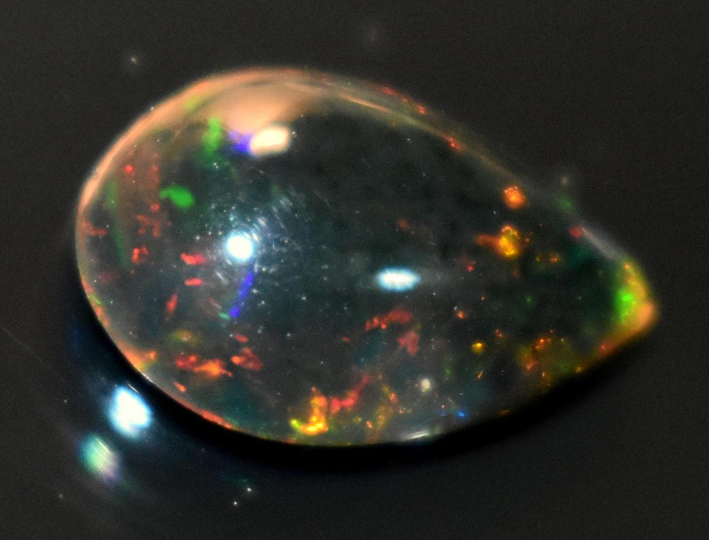 Opal, Natural Black Ethiopian Opal, Pear Welo Fire Cabochon Loose Gemstone, 1.65 Carat, Size-8.5x12.5x4mm, For Jewelry Making,