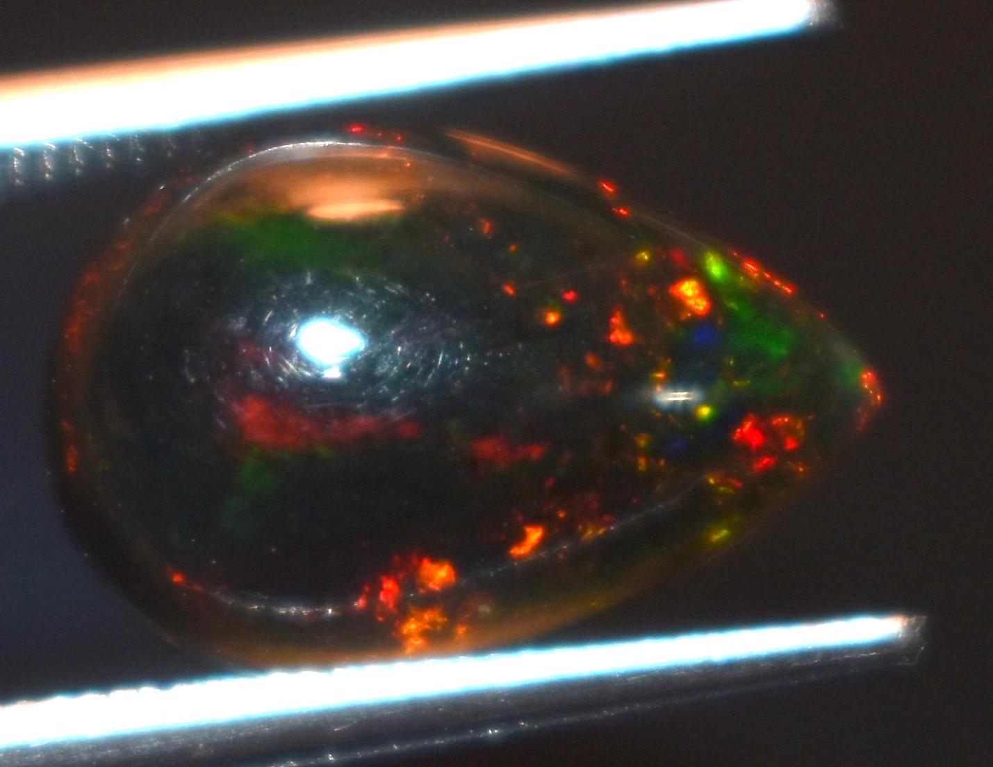 Opal, Natural Black Ethiopian Opal, Pear Welo Fire Cabochon Loose Gemstone, 1.65 Carat, Size-8.5x12.5x4mm, For Jewelry Making,