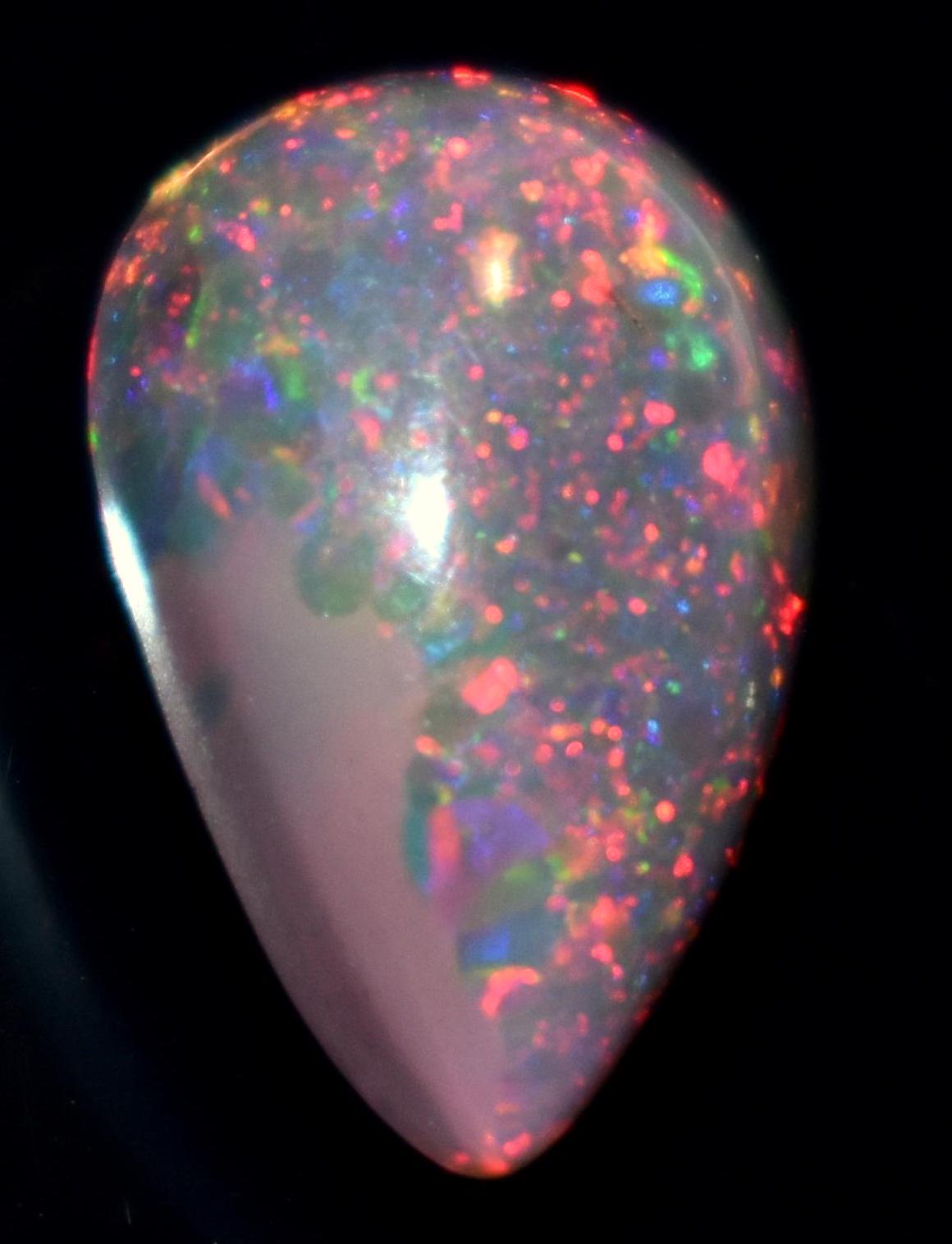 Opal, Natural Black Ethiopian Opal, Pear Welo Fire Cabochon Loose Gemstone, 3.30 Carat, Size-9x13x6mm, For Jewelry Making,