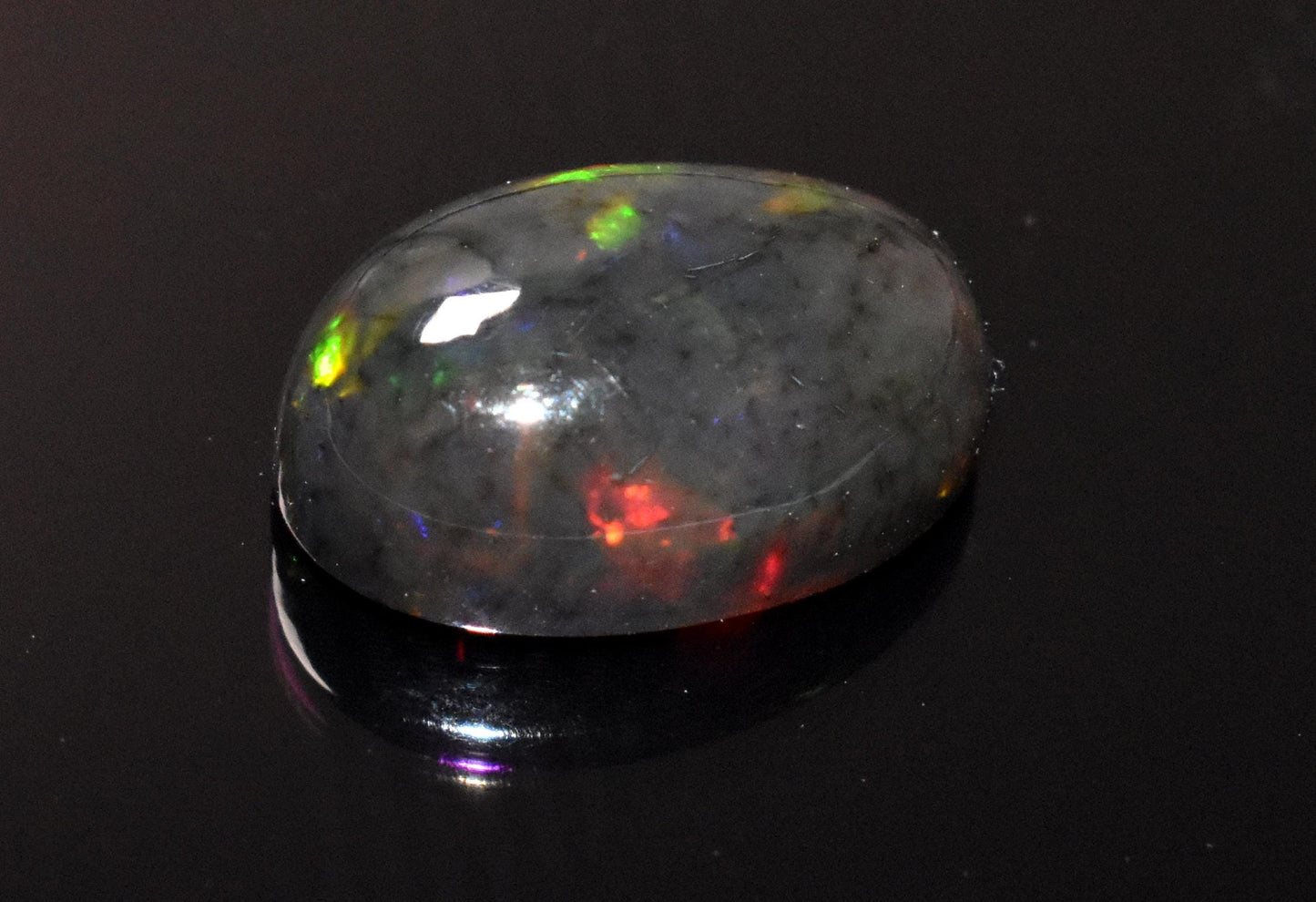 Opal, Natural Black Ethiopian Opal, Oval Welo Fire Cabochon Loose Gemstone, 4.25 Crt, Size-10x14.5x6mm, For Jewelry Making,