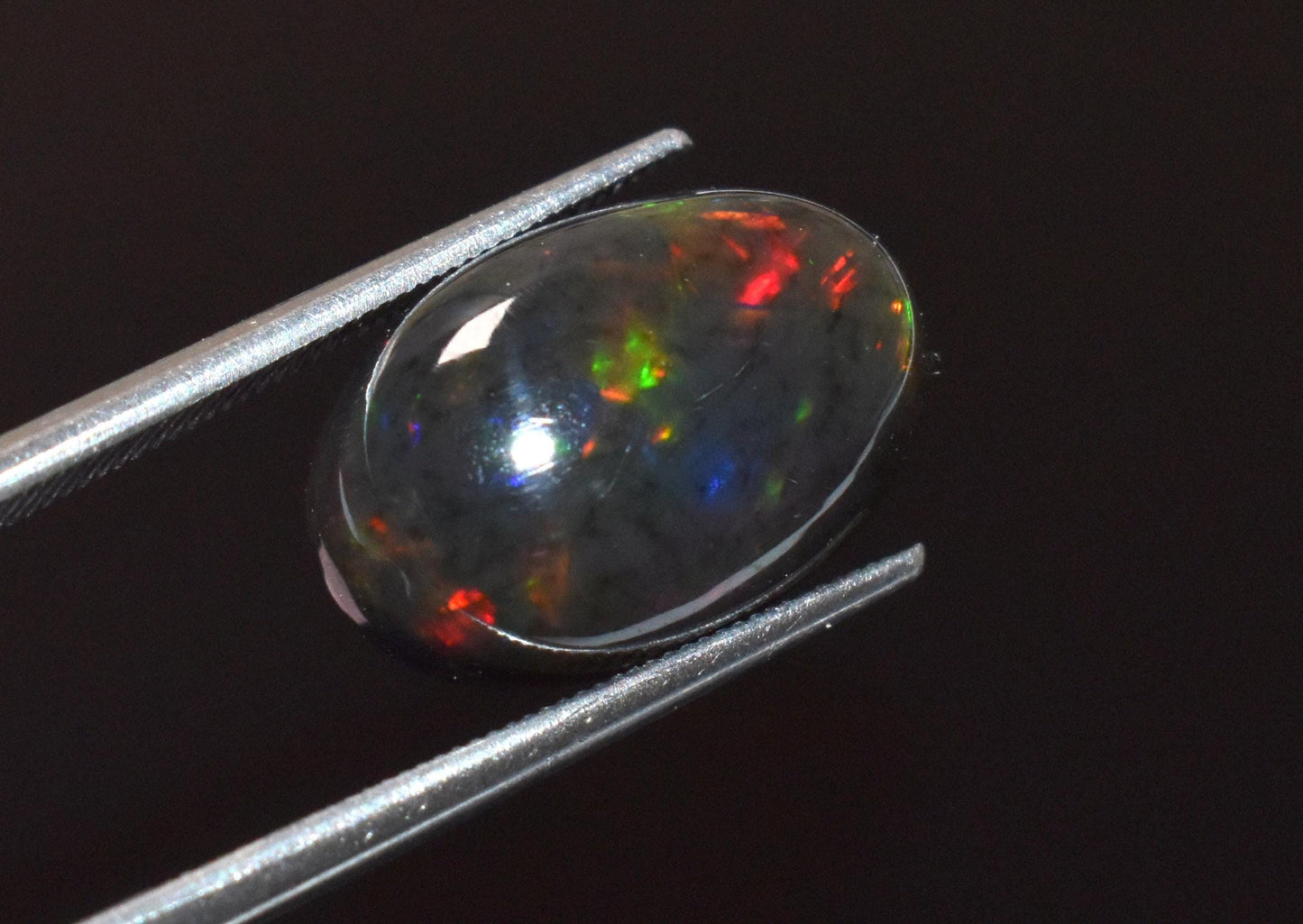 Opal, Natural Black Ethiopian Opal, Oval Welo Fire Cabochon Loose Gemstone, 4.25 Crt, Size-10x14.5x6mm, For Jewelry Making,