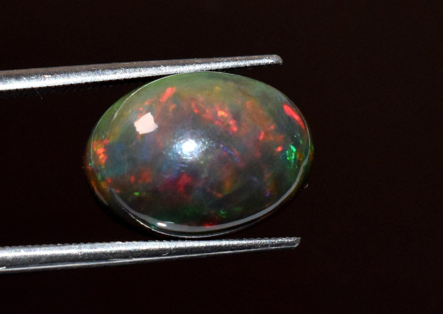 100% Natural Black Ethiopian Opal, Oval Welo Fire Cabochon Loose Gemstone, 4.50 Crt, Size-10.5x14x6.5mm, For Jewelry Making, Gift For Her,