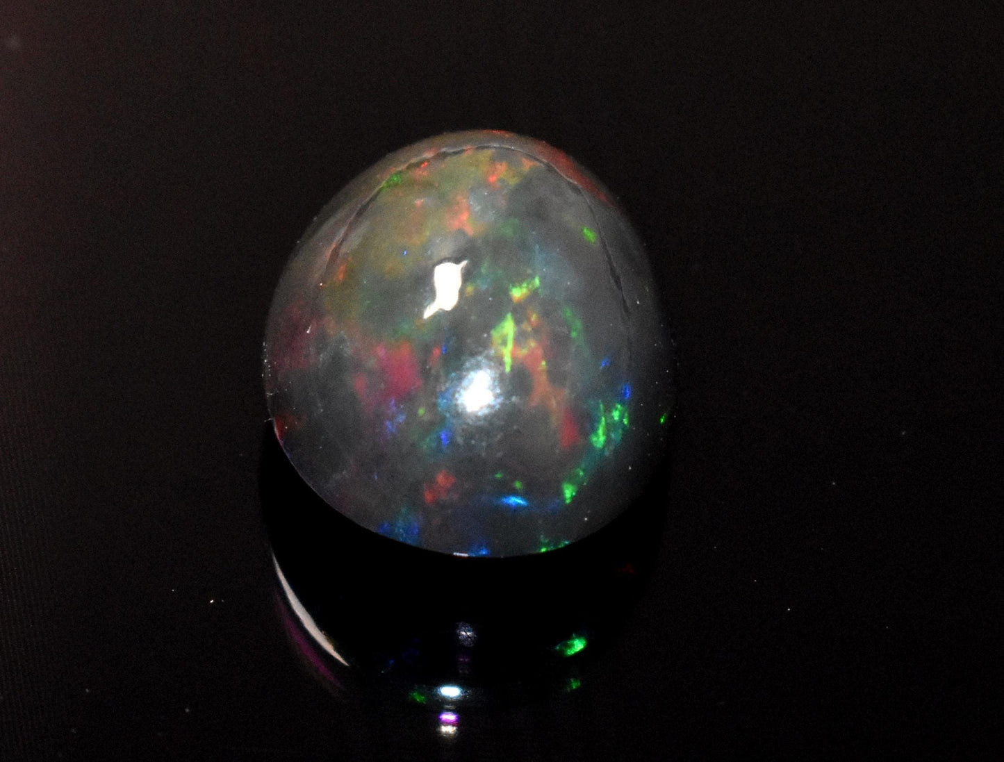 100% Natural Black Ethiopian Opal, Oval Welo Fire Cabochon Loose Gemstone, 4.45 Crt, Size-10.5x14x7mm, For Jewelry Making, Gift For Her,