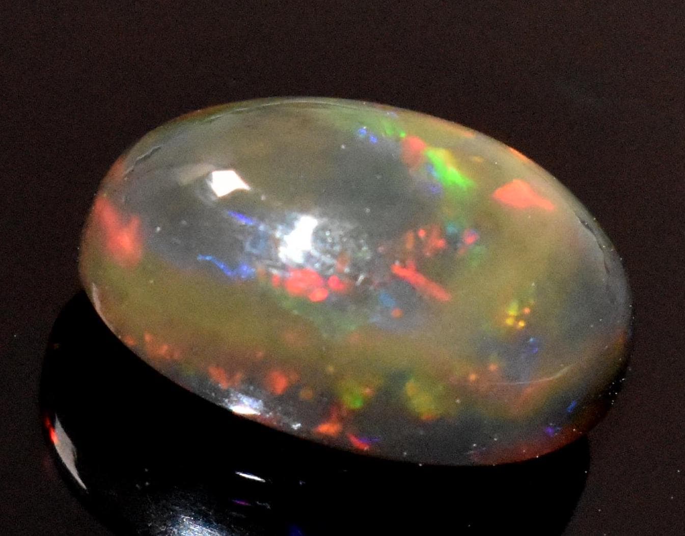 Opal, Natural Black Ethiopian Opal, Oval Welo Fire Cabochon Loose Gemstone, 4.50 Crt, Size-9x14x7mm, For Jewelry Making, Gift For Her,