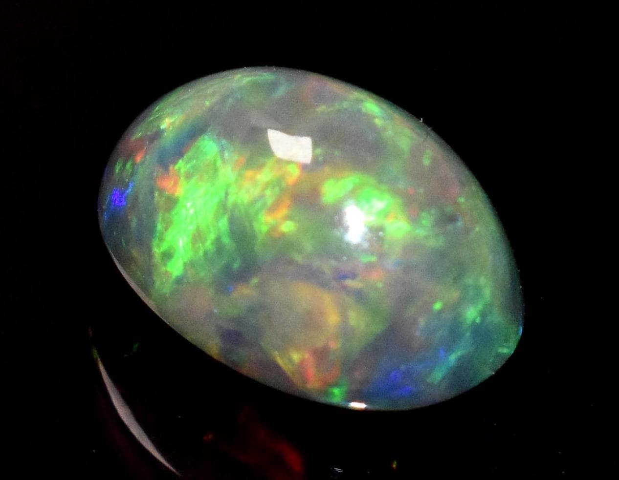 Black Opal, Oval Welo Fire Cabochon Loose Gemstone, 2.65 Crt, Size-8x11.5x6.5mm,