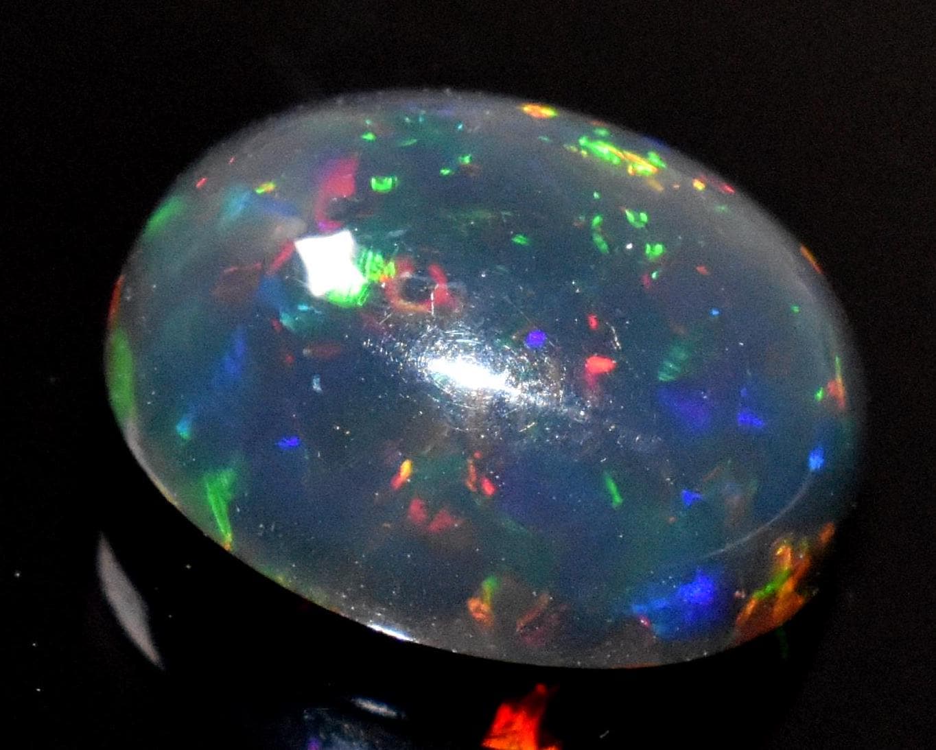 Black Opal, Oval Welo Fire Cabochon Loose Gemstone, 2.60 Crt, Size-9x11x5.5mm,