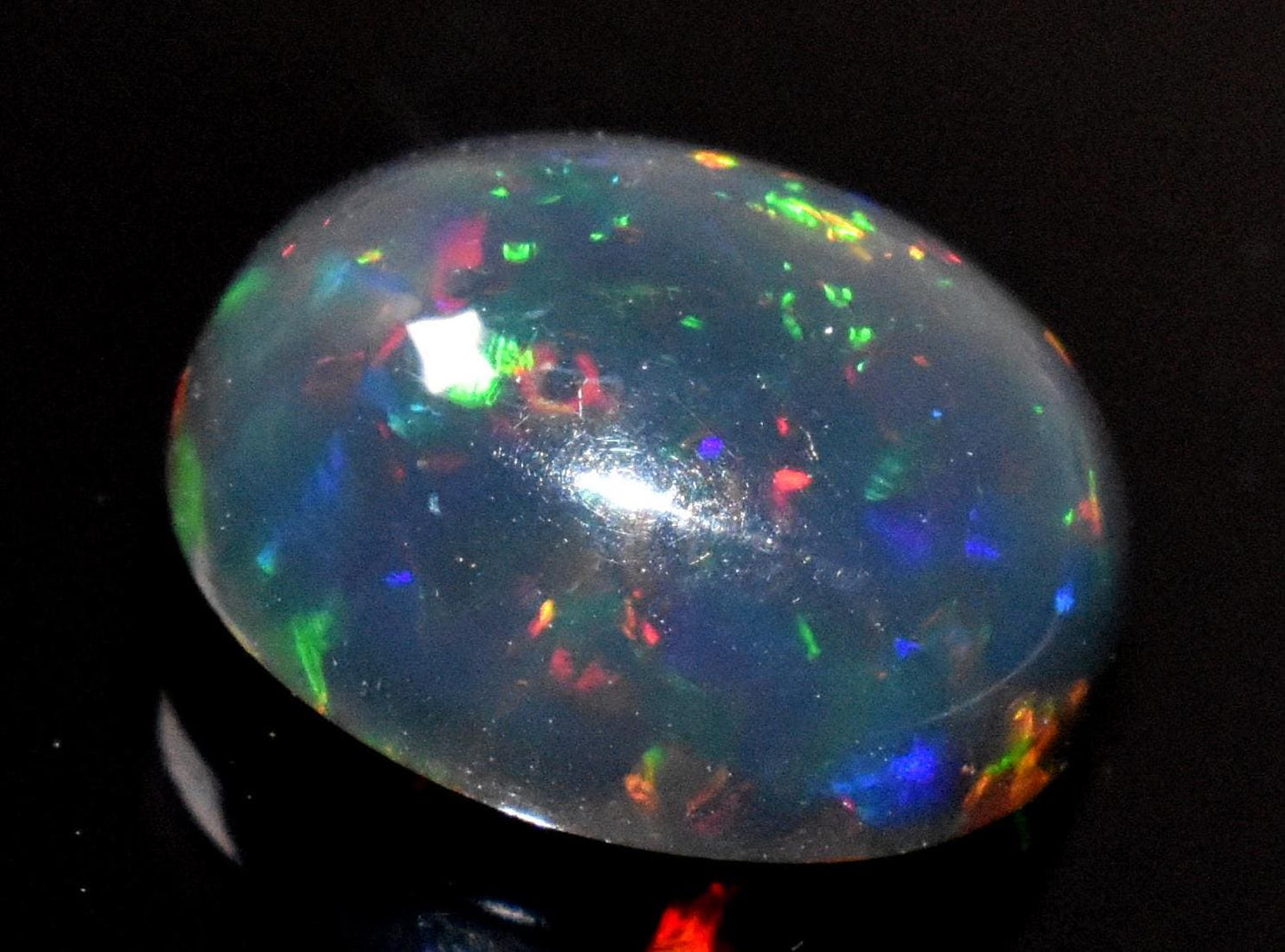 Black Opal, Oval Welo Fire Cabochon Loose Gemstone, 2.60 Crt, Size-9x11x5.5mm,