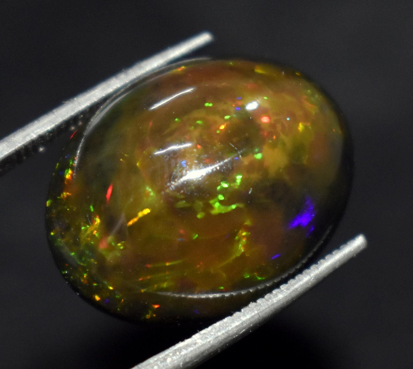 Opal, Natural Black Opal, Oval Welo Fire Cabochon Loose Gemstone, 11.40 Carat, Size-16X20X8mm, For Jewelry Making, PC-1