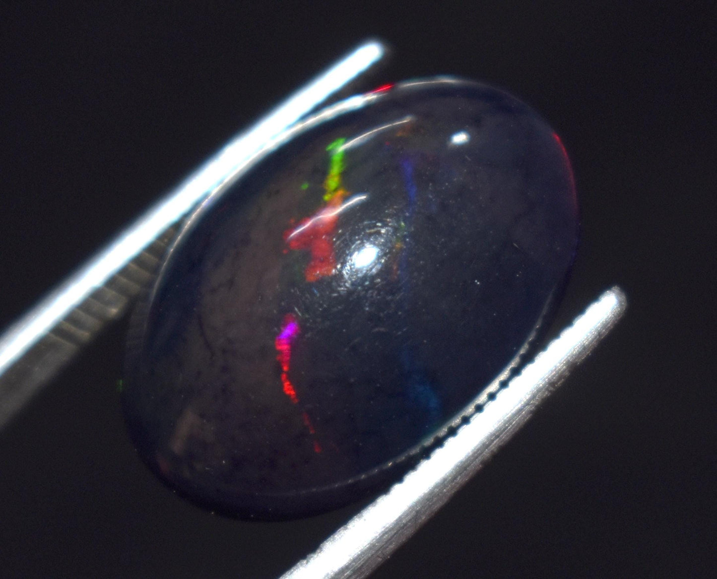 Black Opal, Oval Welo Fire, Cabochon Loose Gemstone, 6.20 Ct, Size-17.5x13x6mm,