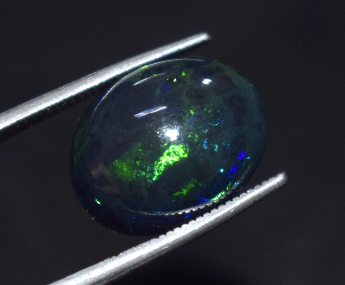 Black Opal, Oval Welo Fire, Cabochon Loose Gemstone, 5.10 Ct, Size-12x15x6mm,