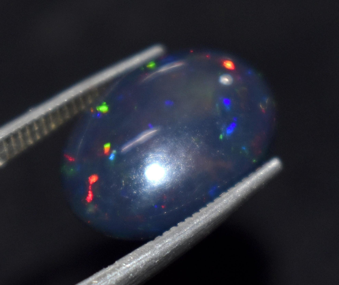 Black Opal, Oval Welo Fire, Cabochon Loose Gemstone, 2.70 Ct, Size-11x15x3.5mm,