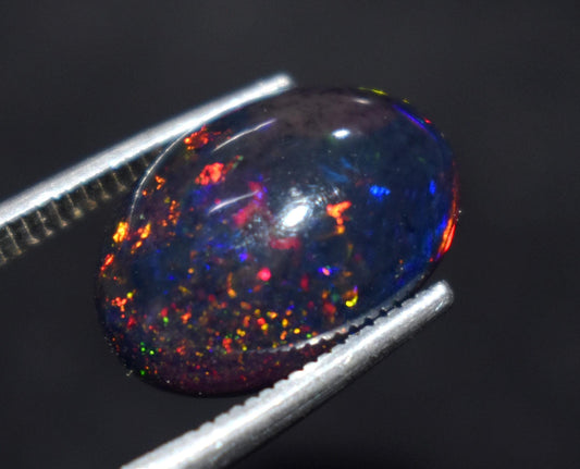 Black Opal, Oval Welo Fire, Cabochon Loose Gemstone, 3.00 Ct, Size-10x13.5x5mm,