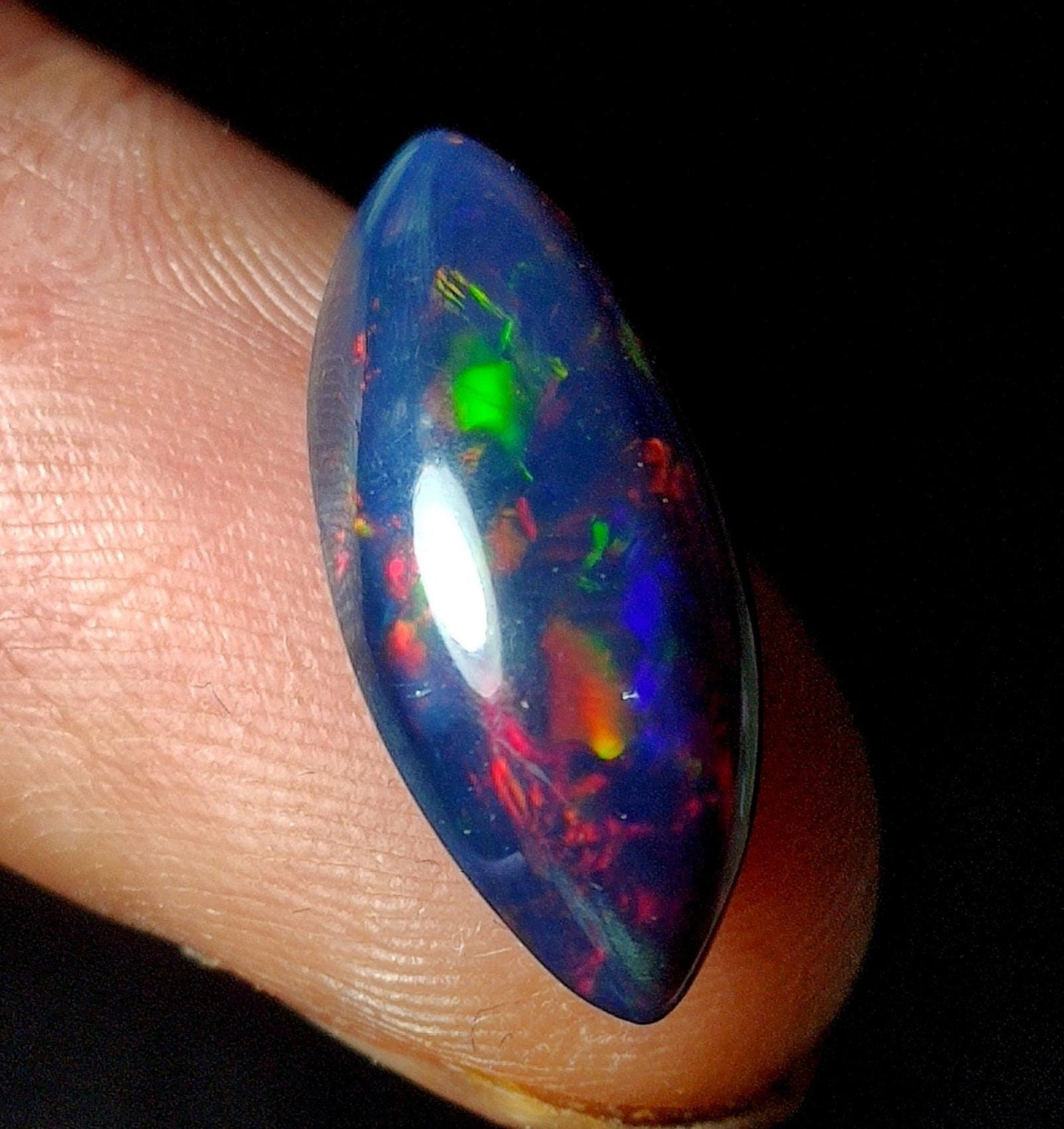 AAA++ Natural Black Opal, Ethiopian Welo Black Opal, Marquise Cabochon Loose Gemstone, 4.10 Carat, Size-20x9x6mm, For Jewelry Making