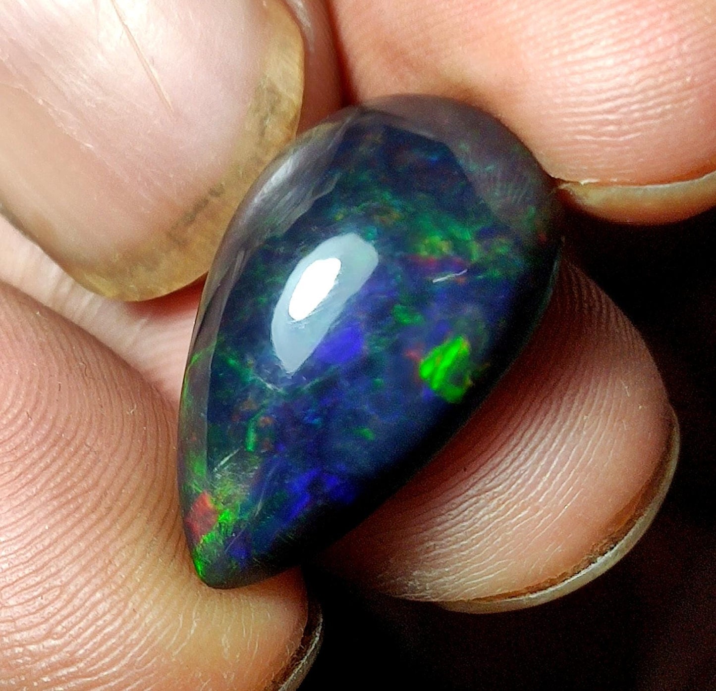 AAA++ Natural Black Opal, Ethiopian Opal Welo Black Opal, Pear Cabochon Loose Gemstone, 10.00 Carat, Size-21x14x9mm, For Jewelry Making,