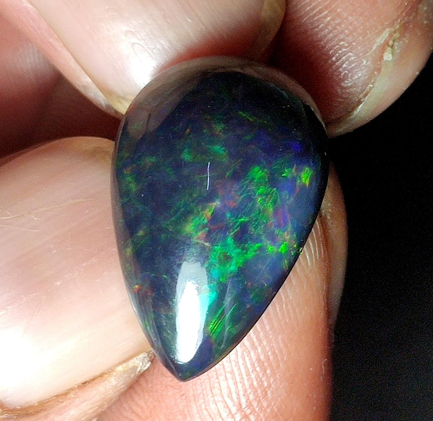 AAA++ Natural Black Opal, Ethiopian Opal Welo Black Opal, Pear Cabochon Loose Gemstone, 10.00 Carat, Size-21x14x9mm, For Jewelry Making,