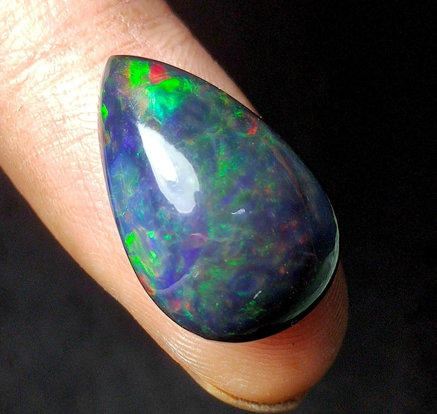 AAA++ Natural Black Opal, Ethiopian Opal Welo Black Opal, Pear Cabochon Loose Gemstone, 10.00 Carat, Size-21x14x9mm, For Jewelry Making,