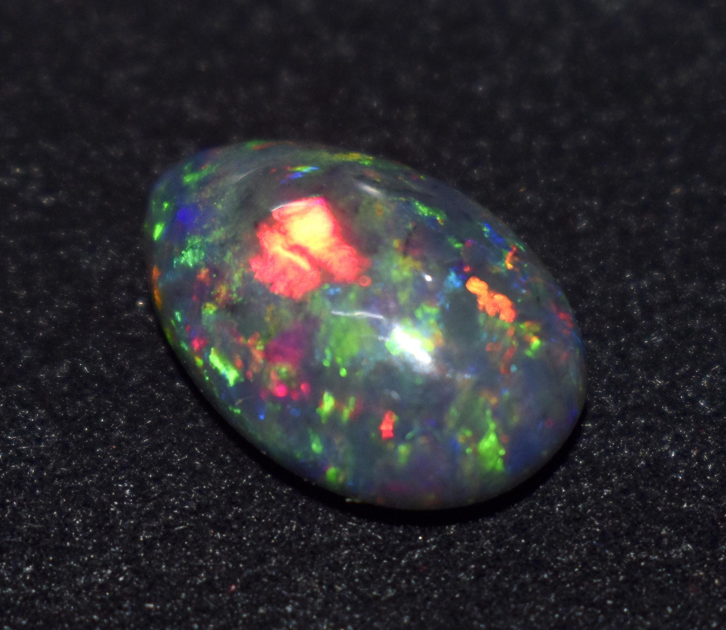 Black Ethiopian Opal-Pear Welo Fire Cabochon- Loose Gemstone, 6.00 Carat, Size-12x17.5x6.5mm,