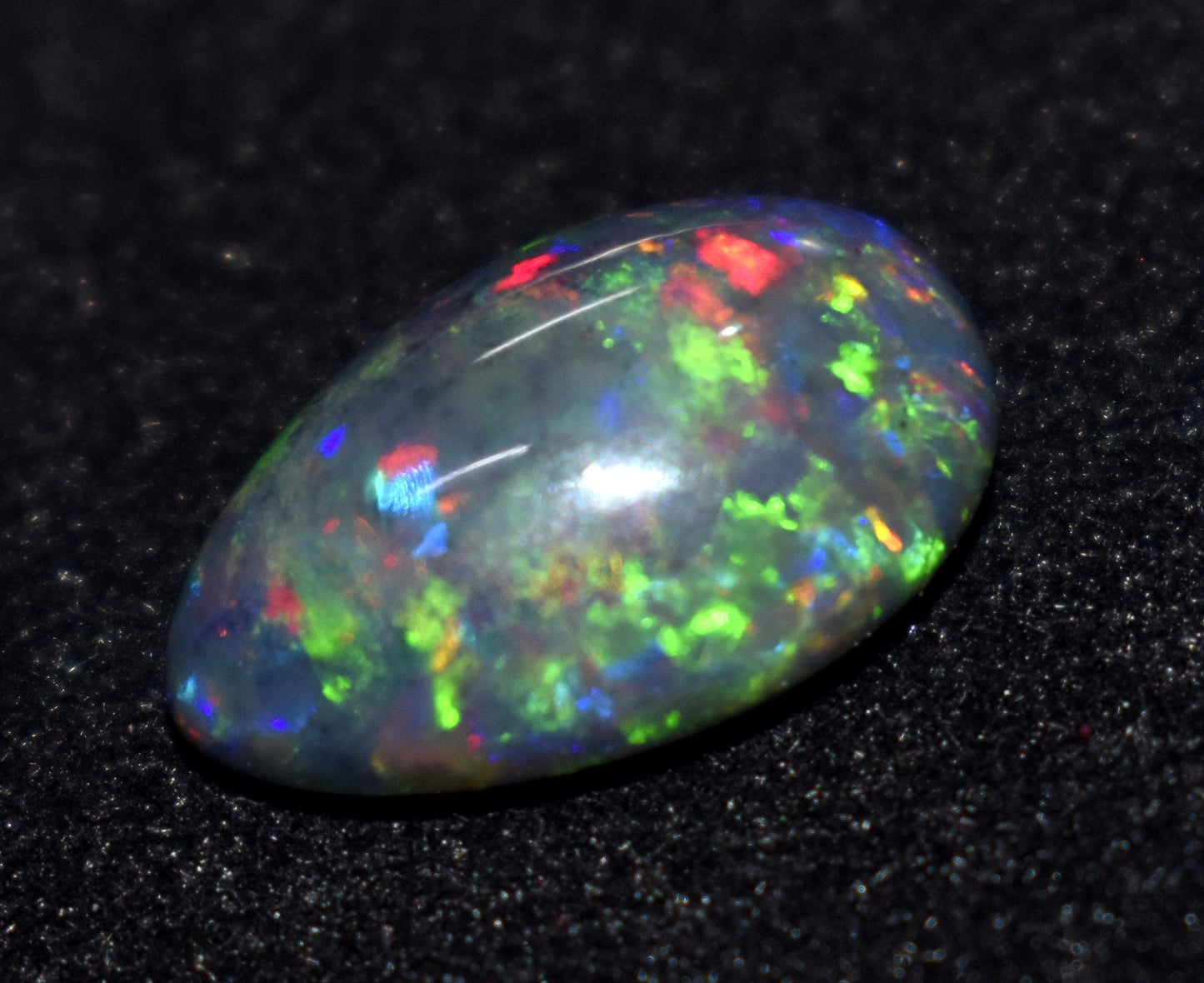 Black Ethiopian Opal-Pear Welo Fire Cabochon- Loose Gemstone, 6.00 Carat, Size-12x17.5x6.5mm,