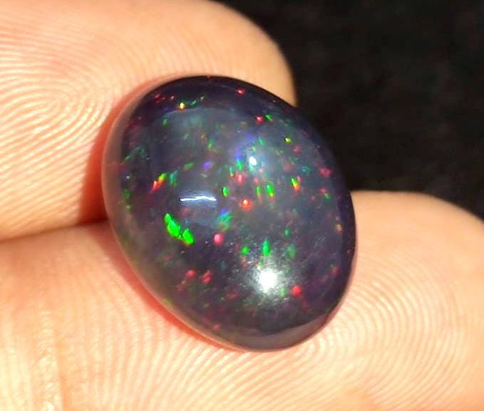 Opal- 100% Natural Black Ethiopian Opal- Oval Welo Fire Cabochon- Loose Gemstone- 8.30 Carat- Size-12.5x17x8mm- For Making Jewelry