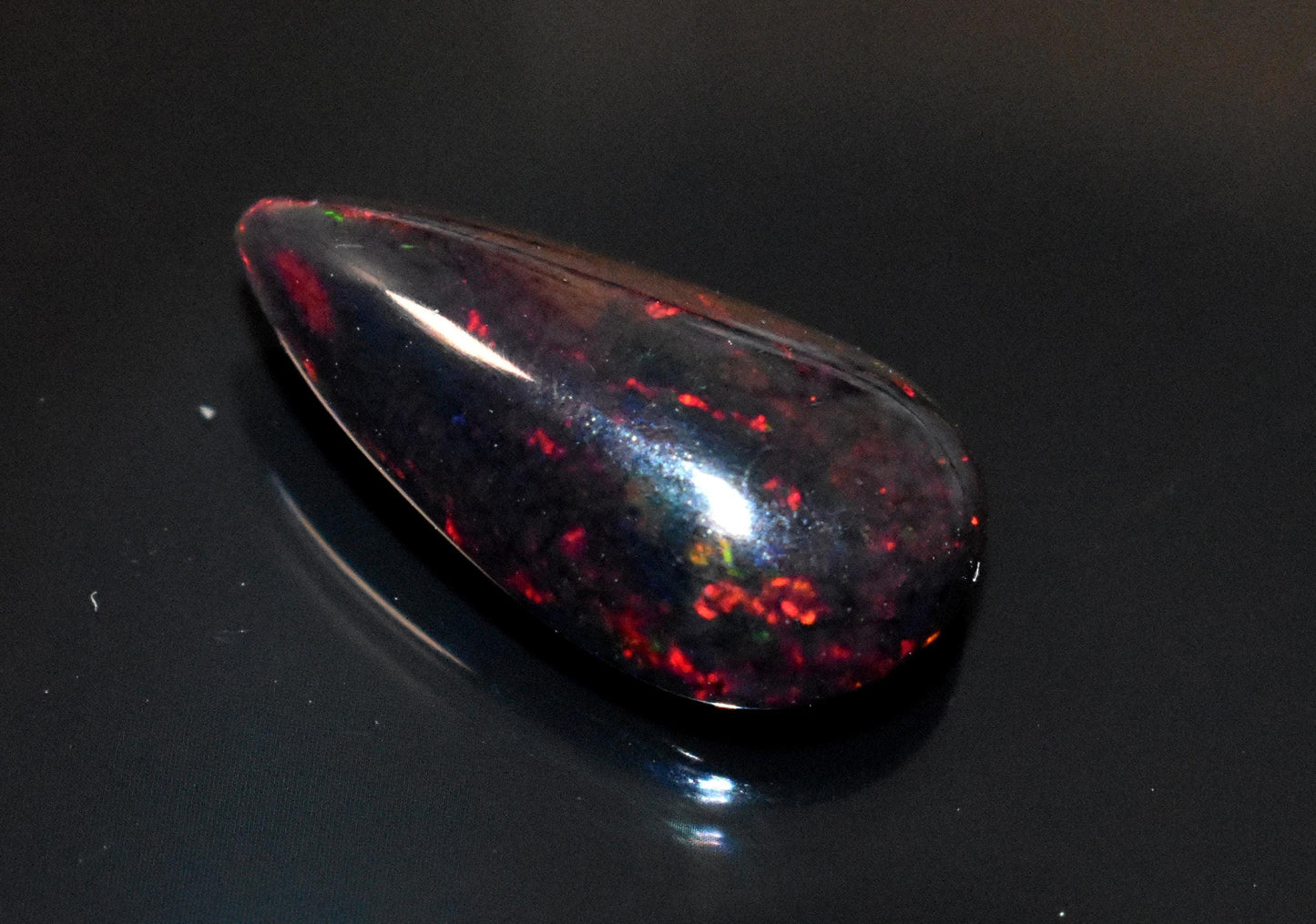 Opal, Natural Black Opal, Ethiopian Welo Fire Opal, Pear Cabochon Loose Gemstone, 2.80 Carat, Size-9x16.5x5mm, For Jewelry Making,