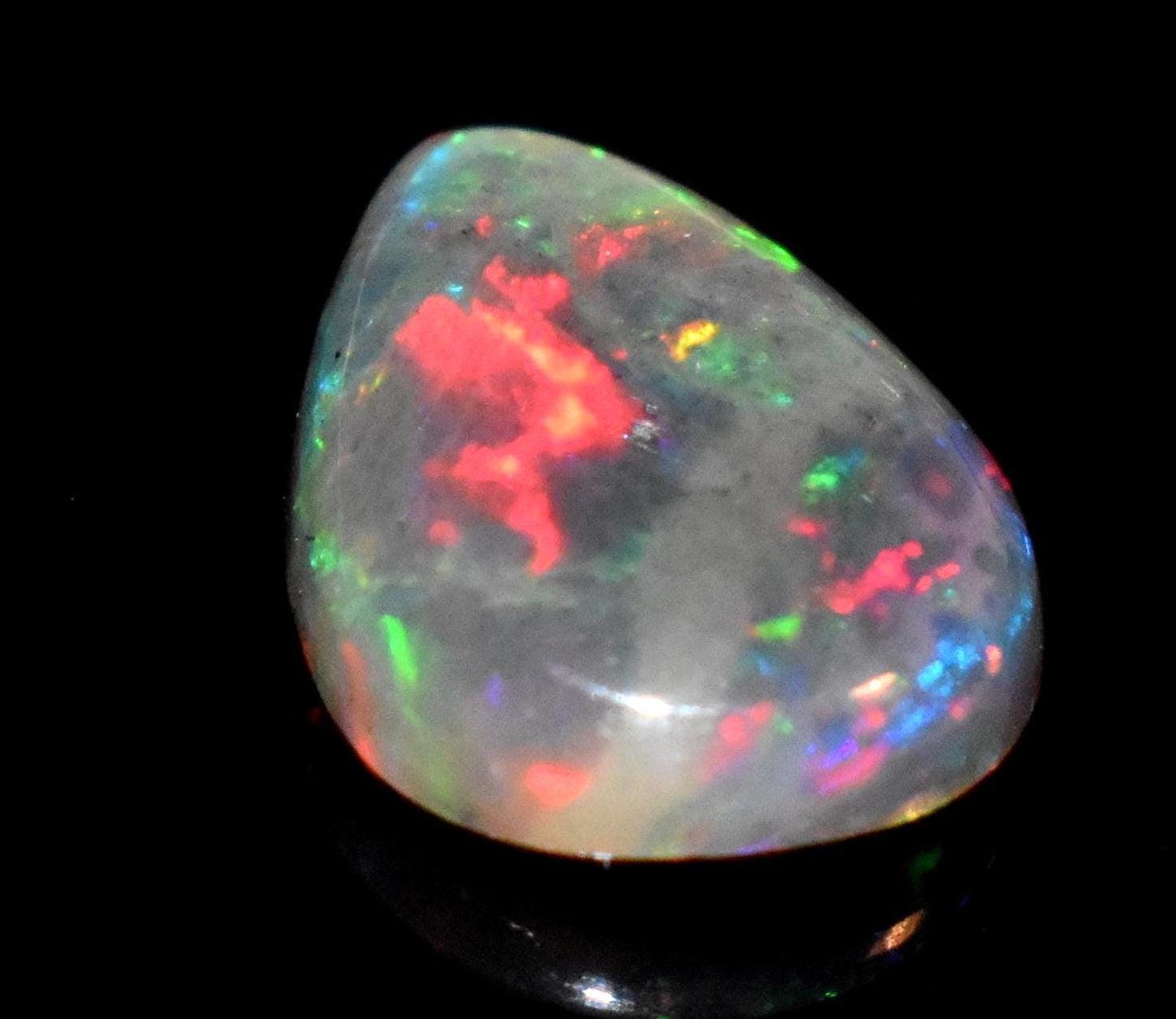 Natural Black Opal, Ethiopian Welo Fire Opal, Pear Cabochon Loose Gemstone, 2.00 Carat, Size-9.5x13x3.5mm, For Jewelry Making,