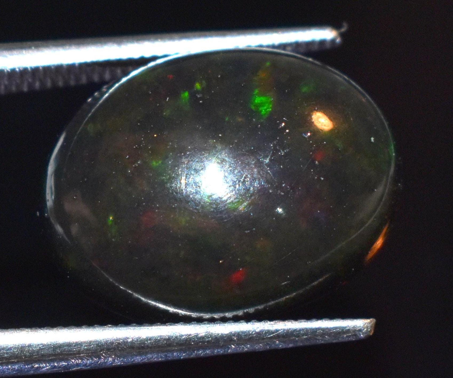 Natural Black Opal, Ethiopian Welo Fire Opal, Oval Cabochon Loose Gemstone, 3.80 Carat, Size-10x14x5.5mm, For Jewelry Making,