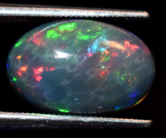 Opal, Natural Black Opal, Ethiopian Welo Fire Opal, Oval Cabochon Loose Gemstone, 2.70 Carat, Size-8.5x13x5.5mm, For Jewelry Making,