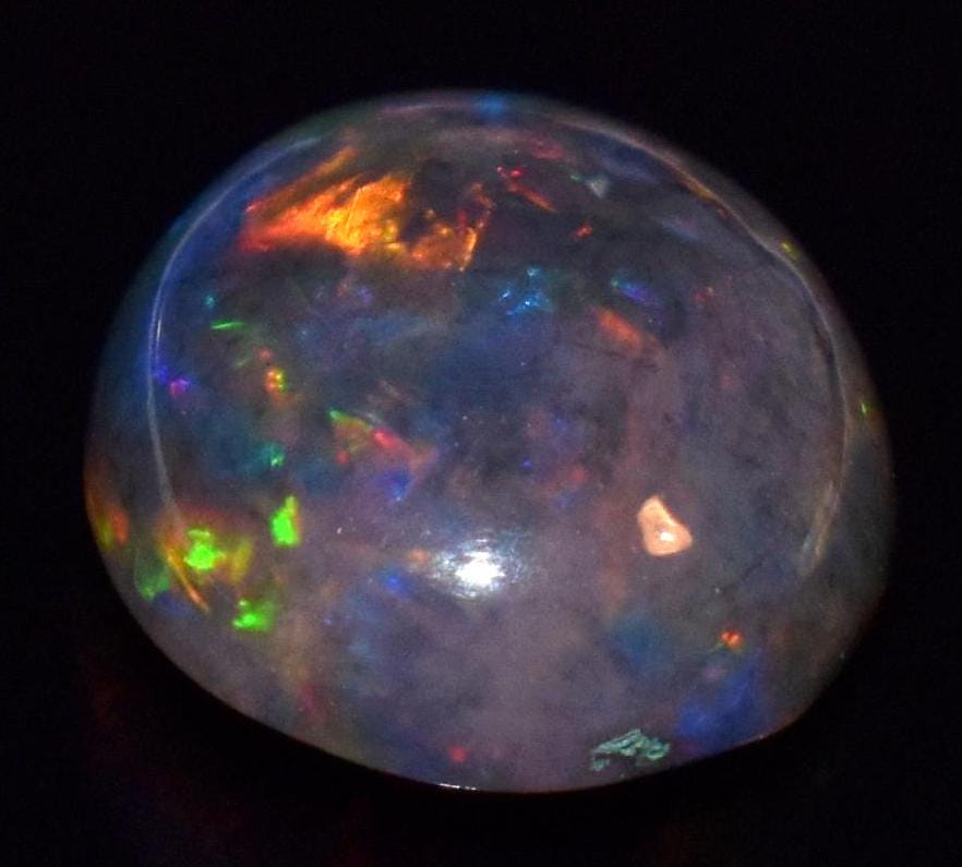 Opal, Natural Black Opal, Ethiopian Welo Fire Opal, Oval Cabochon Loose Gemstone, 2.15 Carat, Size-10x11x5mm, For Jewelry Making,