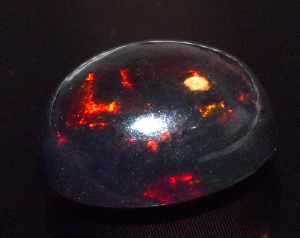 Black Opal, Ethiopian Welo Fire Opal, Oval Cabochon Loose Gemstone, 3.75 Carat, Size-10x12x7mm, For Jewelry Making,