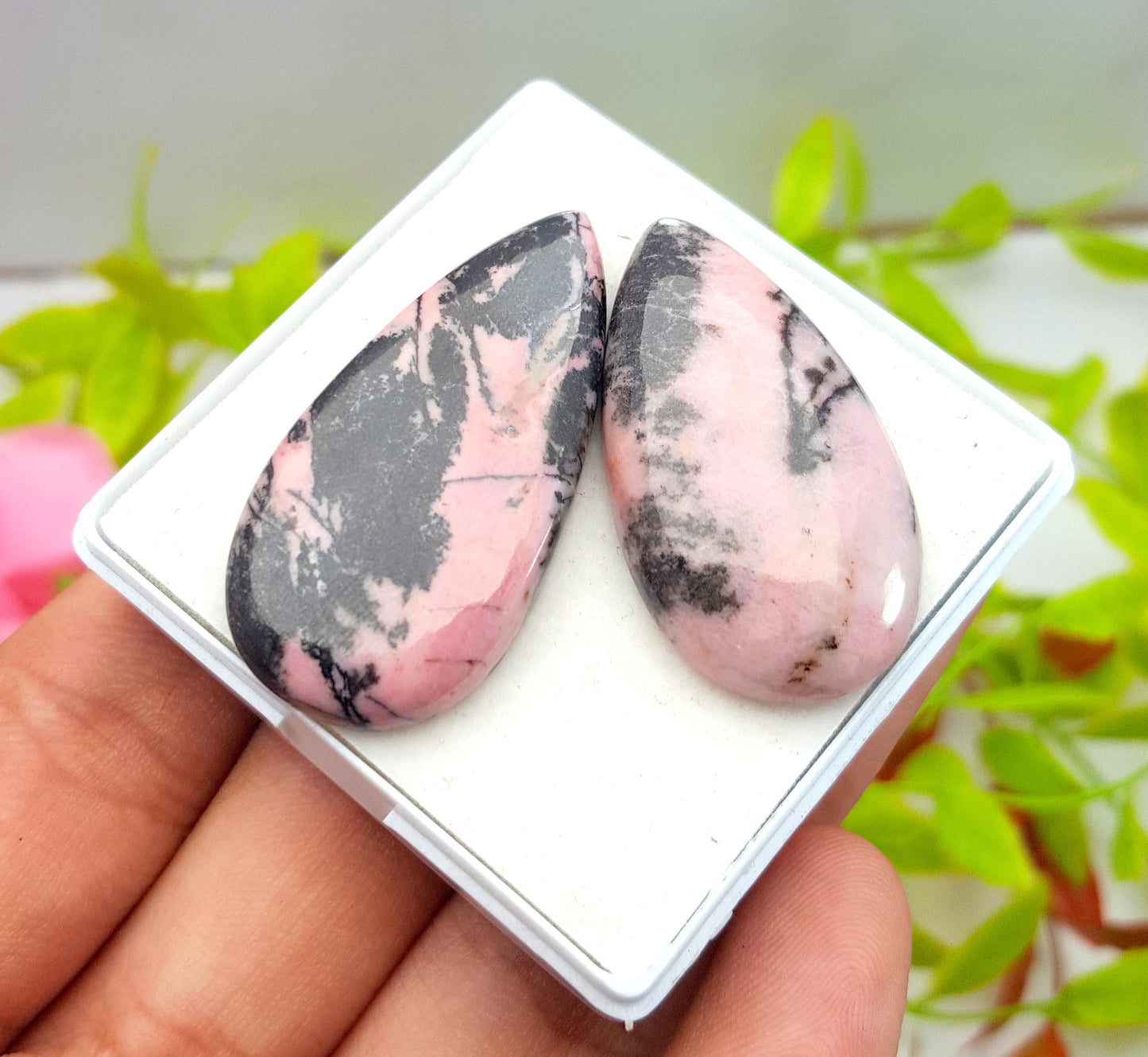 Pink Peruvian Opal Pear Cabochon Gemstone Lot, 81.82 Carat, Size-40x20x5mm To 36x20x7mm,