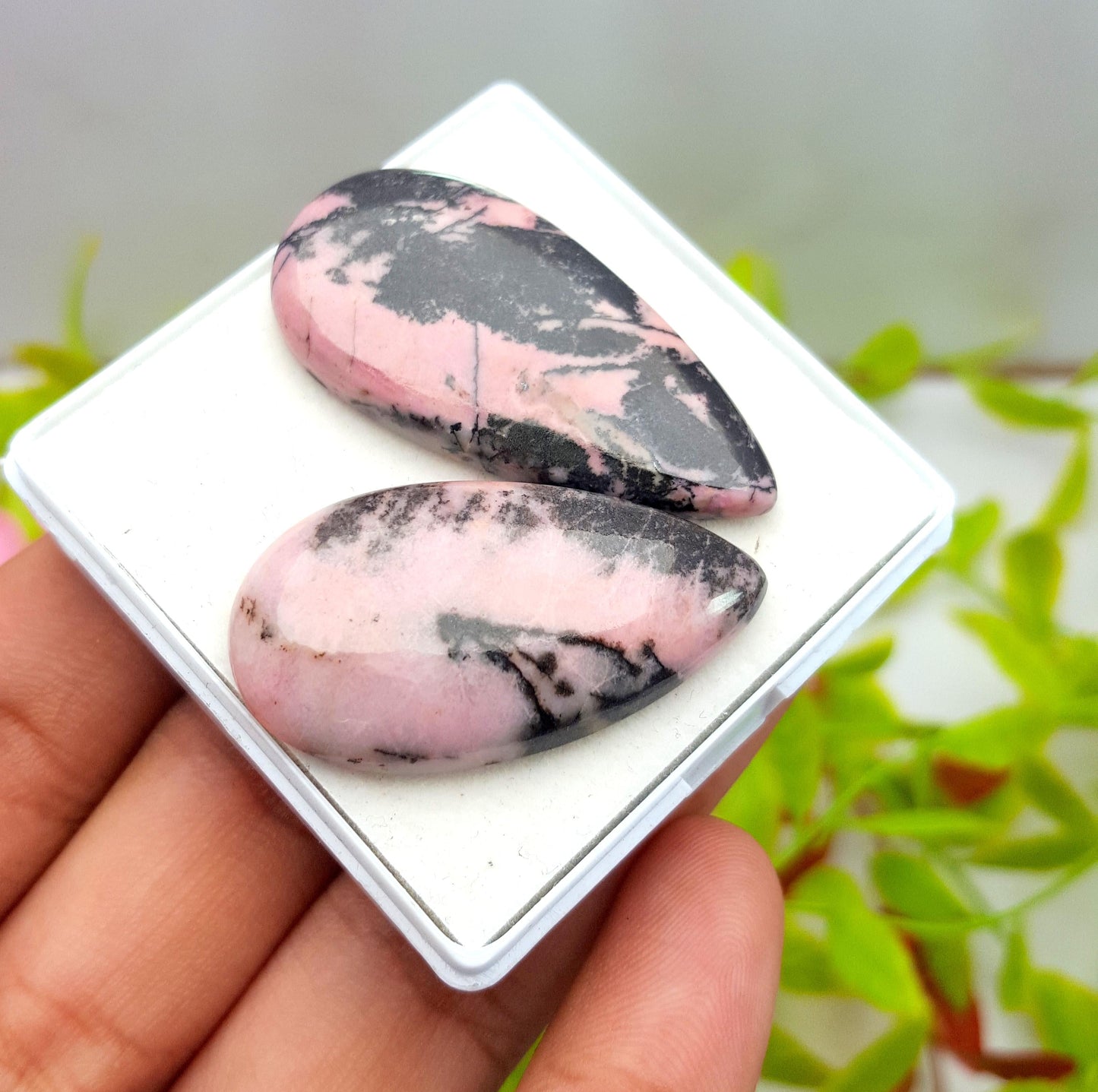 Pink Peruvian Opal Pear Cabochon Gemstone Lot, 81.82 Carat, Size-40x20x5mm To 36x20x7mm,