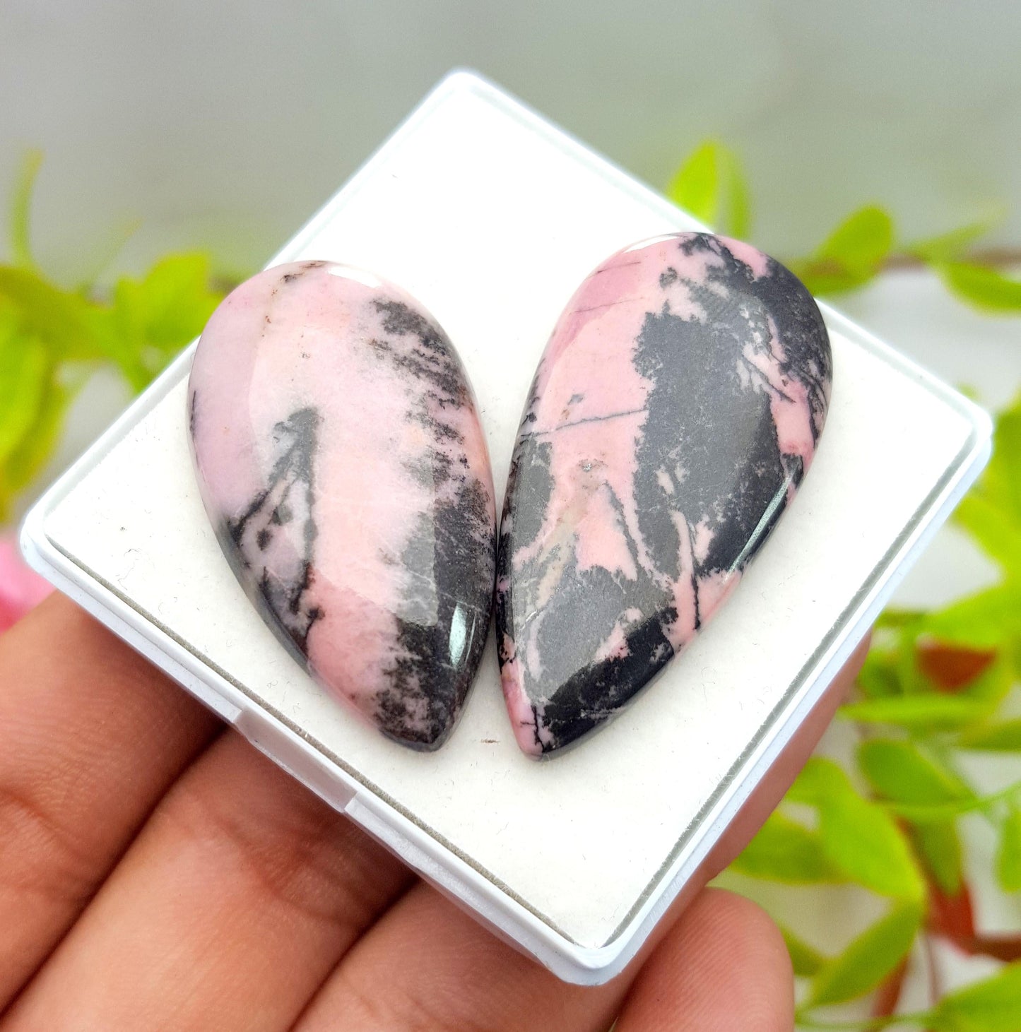 Pink Peruvian Opal Pear Cabochon Gemstone Lot, 81.82 Carat, Size-40x20x5mm To 36x20x7mm,