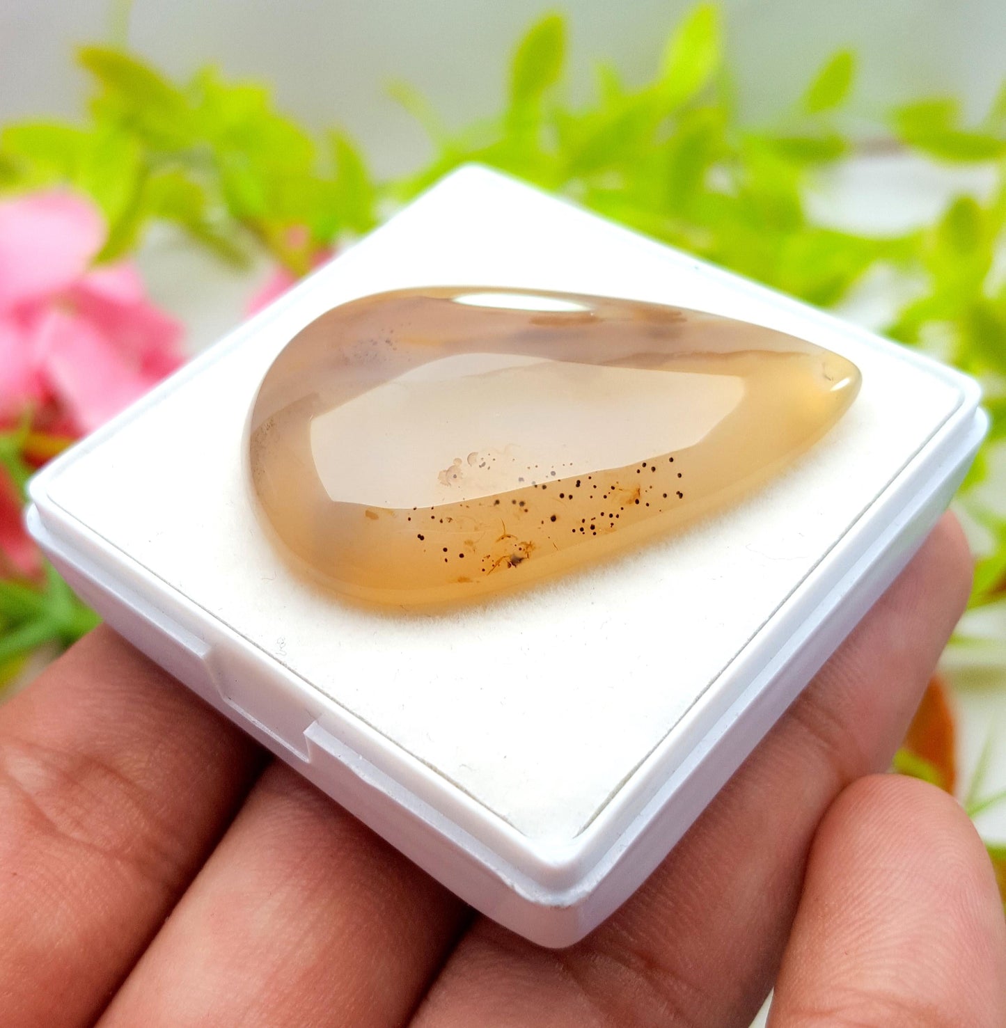 Montana Agate, Pear Smooth Cabochon Loose Gemstone, 64.30 Carat, Size-43x29x7mm,