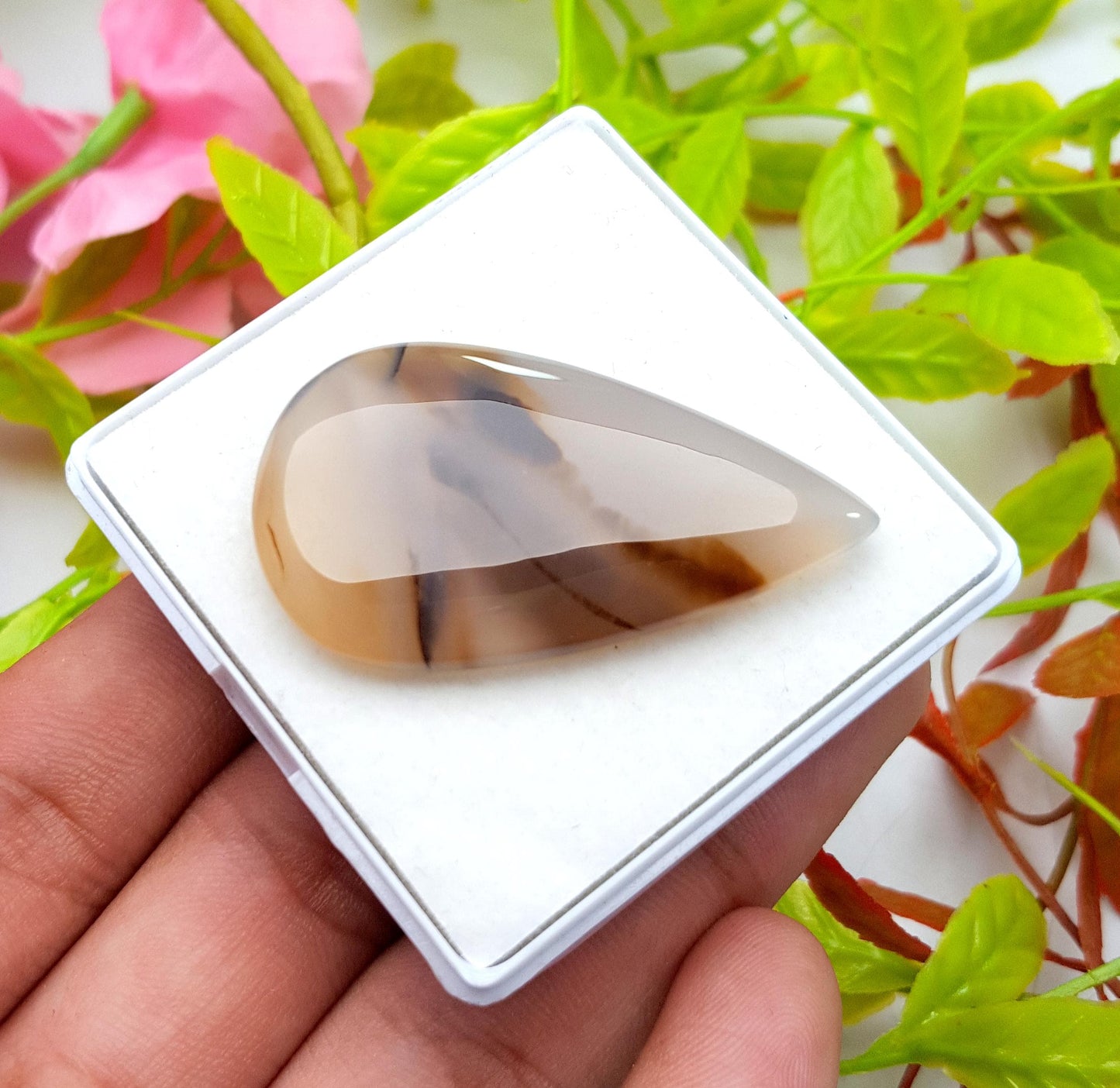 100% Natural Montana Agate, Pear Smooth Cabochon Loose Gemstone, 46.25 Carat, Size-43x24x5mm, For Jewelry Making, PC-1