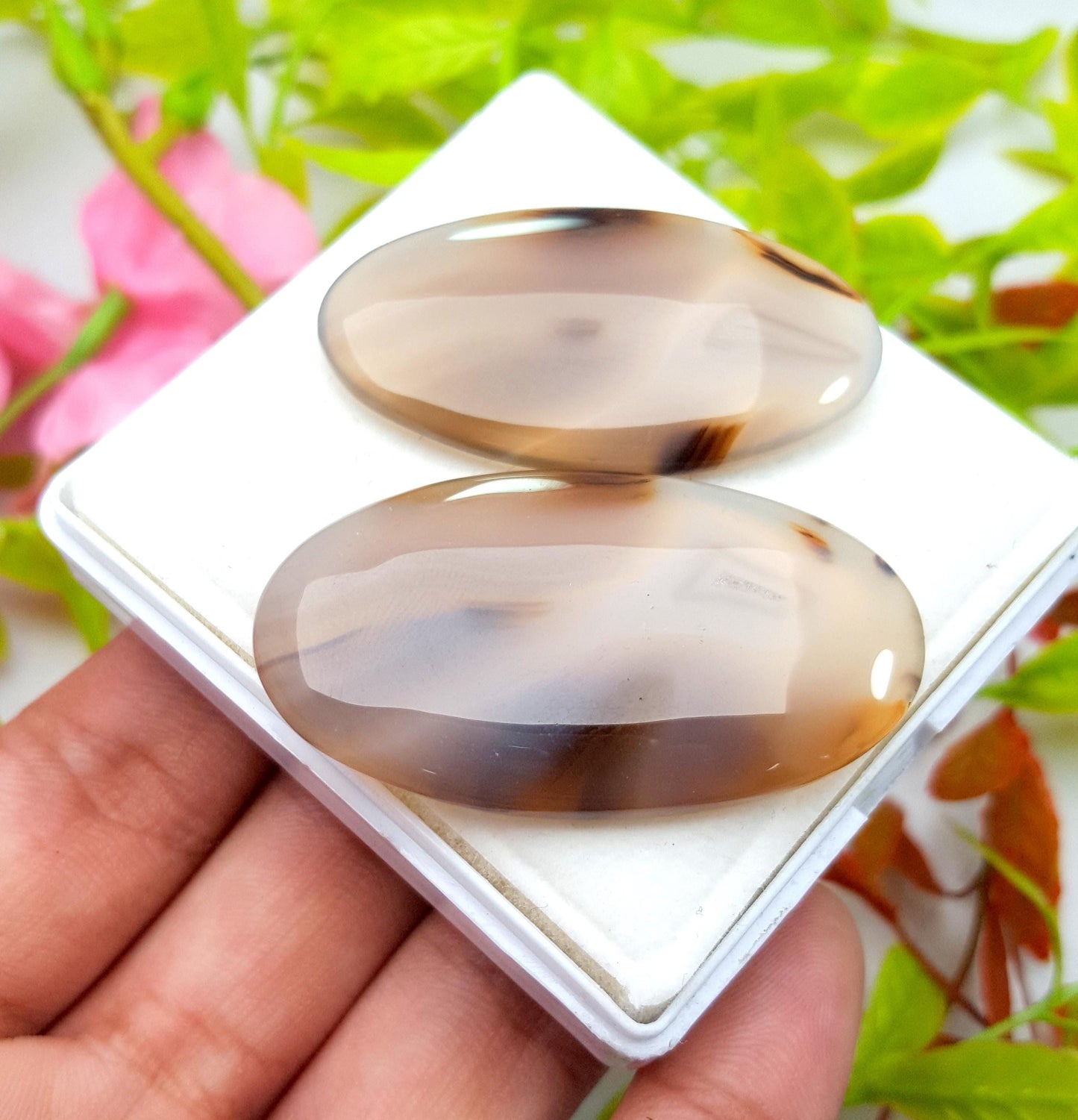 100% Natural Montana Agate, Oval Smooth Cabochon Gemstone Lot, 106.80 Ct, Size-43x23x5mm To 47X27X5mm, For Jewelry Making, PC-2