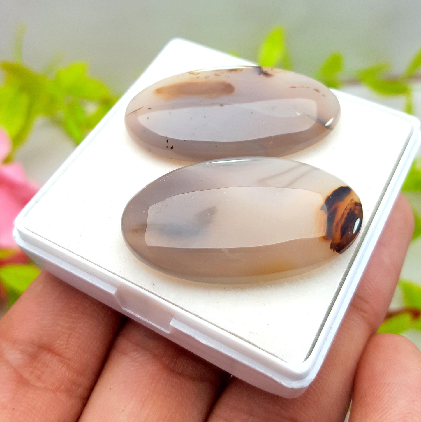 Montana Agate, Oval Smooth Cabochon Gemstone Lot, 71.70 Ct, Size-35x20x6mm TO 37X20X5mm,